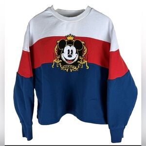 VTG Disney Store Mickey Mouse and Pluto Collegiate Cropped Sweatshirt, Women’s M